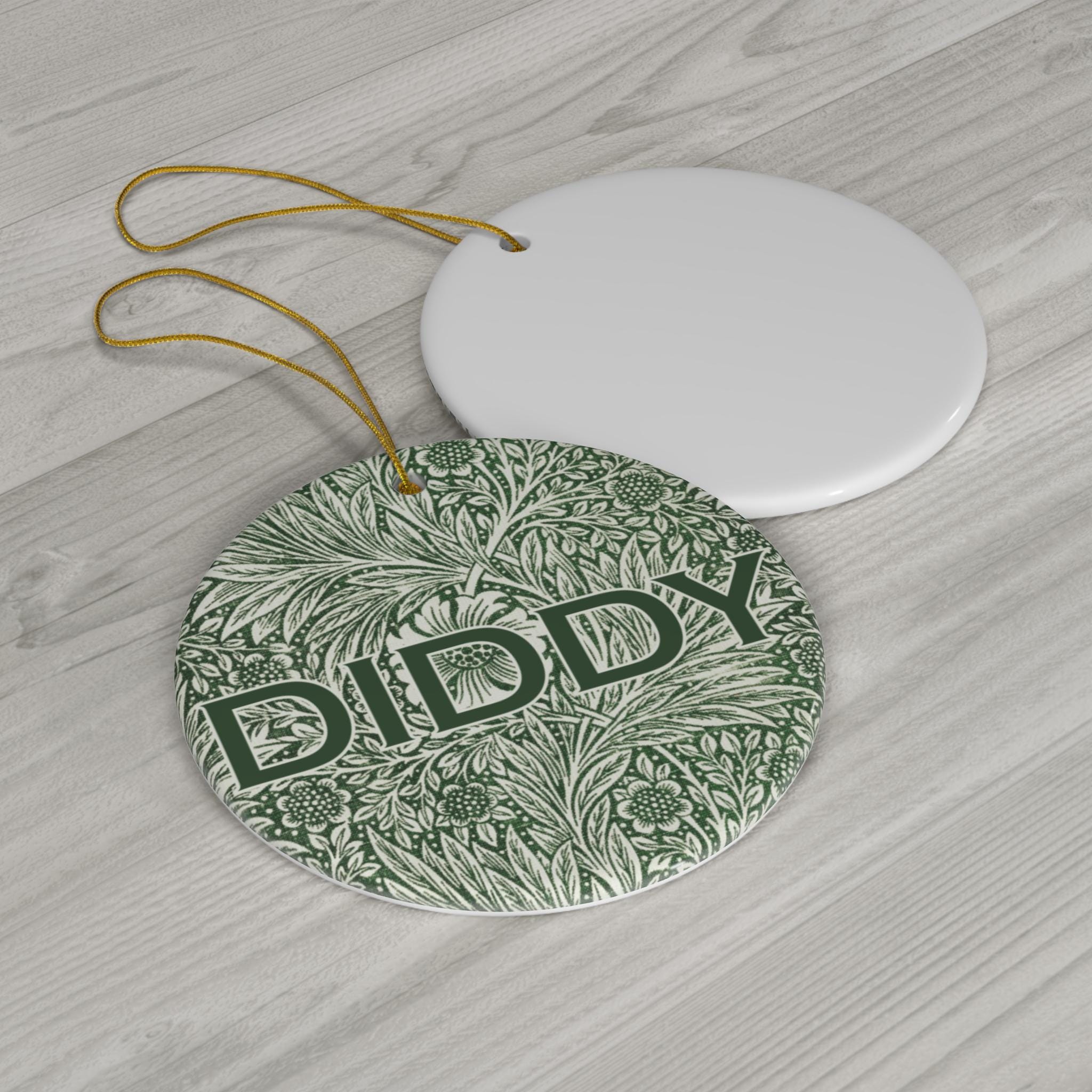 DIDDY Christmas Ornament Ceramic, Floral Pattern, Diddy Est 2024, 2025 ...