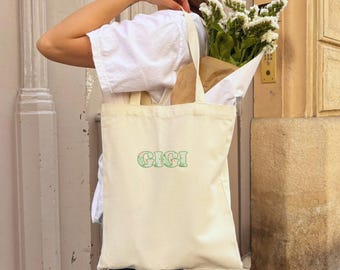 Floral Tote Bag, Floral GIGI Gift, Reusable Bag, Mothers Day Gift, New Grandma Gift, Birthday Gift for Grandma Christmas Gift Floral Lover