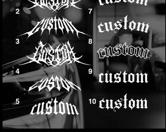 Custom Chrome Mirror Decal – Personalized Death Metal Gold Reflective Car Sticker, Custom Gothic Font Decal, Custom Rear Window Vinyl Decal