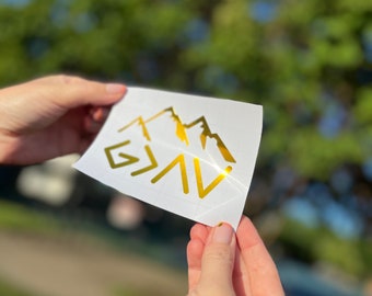 Calcomanía dorada "Dios es más grande": calcomanía cristiana para auto, laptop y vaso