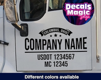 Custom US DOT Truck Decals Company Logo Door Lettering MC Number Commercial Vehicle Stickers
