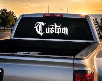 Custom Text Decal Old English Font Personalized Gothic Lettering Vinyl Sticker for Car Truck Window Boat Laptop