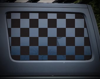 Checkered Flag Rear Quarter Window Decal for Jeep Wrangler JLU 4-Door — Race Vinyl Sticker
