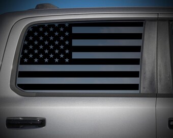 American Flag Ram 1500 Rear Window Decal – Blackout USA Flag Crew Cab Sticker