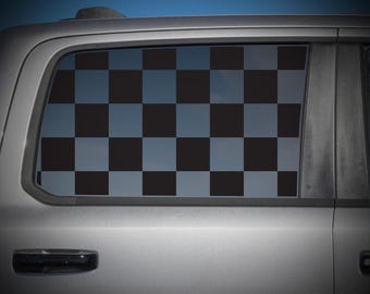 Checkered Flag Rear Window Decal fits Ram 1500 5th Gen 2019-2026 Crew Cab Racing Finish Line Vinyl