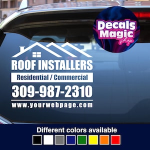 Custom Roofing Company Roof Installers Sticker Decal Weatherproof Permanent Truck Car Personalized Roofing Car Sticker Decal