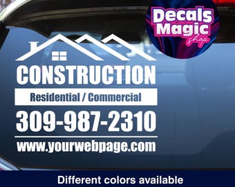 Custom Construction Company Car Decal Weatherproof Vinyl Sticker for Business Vehicle Branding Personalized Logo