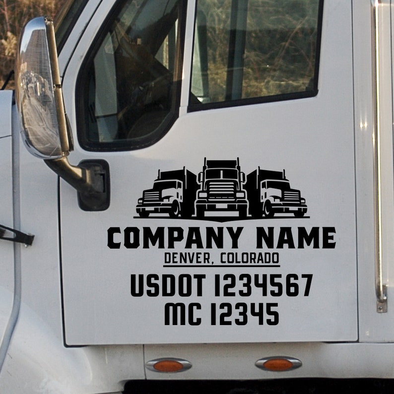 Custom US DOT Truck Decal: Company Logo Door Lettering for Commercial ...