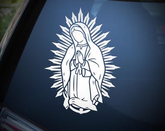 Our Lady of Guadalupe Car Decal, Virgen de Guadalupe Vinyl Sticker, Religious Window Cling