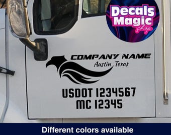 Calcomanías USDOT Personalizadas con Logo de Empresa – Rotulación de Puertas de Camión con Marca para Nuevos Titulares de Autoridad