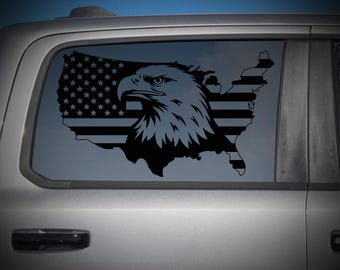 Bald Eagle USA Map American Flag Decal Ram 1500 5th Gen DT Rear Window Patriotic Eagle Sticker