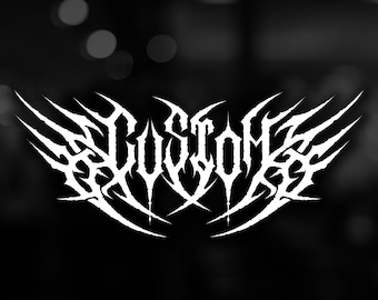 Custom Gothic Winged Car Decal – Death Metal Font Windshield Sticker, Insert Your Text, Vinyl Window