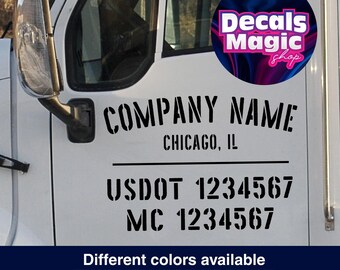 Calcomanías USDOT y MC para Camión – Juego de Rotulación de Cumplimiento Multilínea para Flota de Vehículos