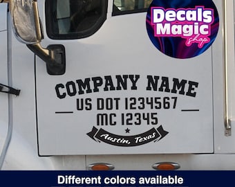 Calcomanías para camiones del USDOT con panel de logotipo: marca de la empresa enmarcada con números de cumplimiento