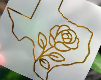 Golden Yellow Vinyl Sticker, Texas Rose Holographic Decal