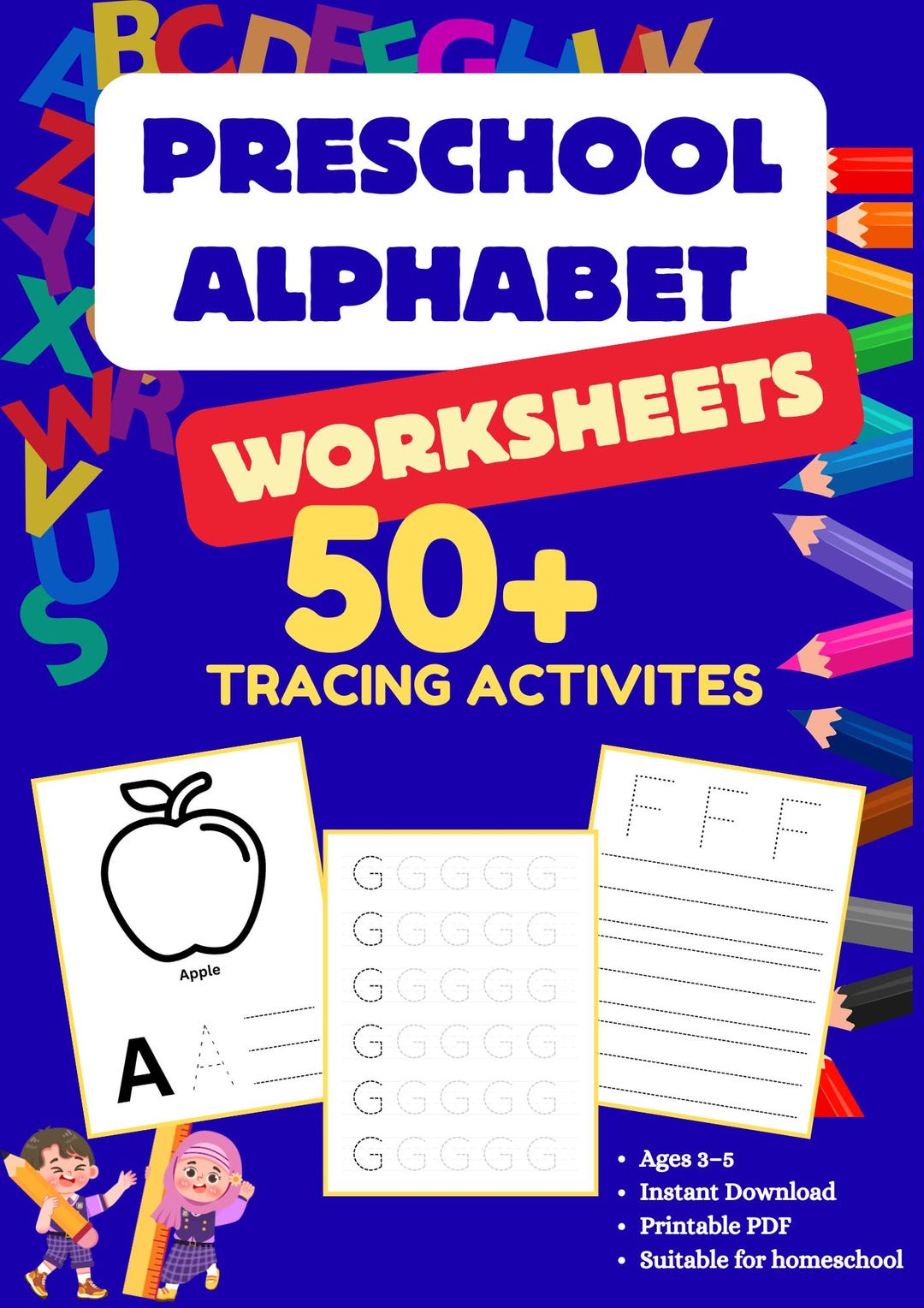 Preschool Alphabet Tracing Worksheets | ABC Handwriting Practice (PDF ...