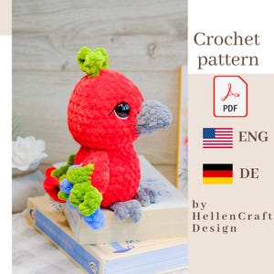 Parrot crochet pattern, Amigurumi bird pattern - English Pdf