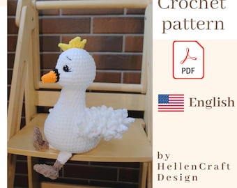 Swan Crochet Pattern PDF, Amigurumi Swan, Stuffed Swan Pattern, Nursery Decor Crochet, Plush Bird Pattern