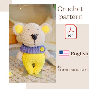 Crochet Mouse pattern PDf - Amigurumi woodland animal crochet - English PDF download