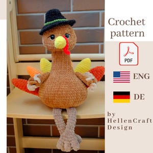 Turkey Crochet Pattern PDF – Thanksgiving crochet - Fall Amigurumi Plush Toy, Autumn Crochet Stuffed Animal- English pdf- German pdf