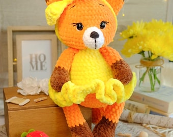 Fox Plush Toy - Handmade Crochet Stuffed Animal, Forest Nursery Decor, Woodland Baby Shower Gift