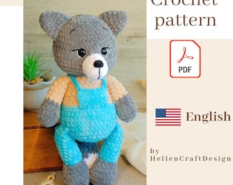 Crochet Wolf pattern PDF - Amigurumi forest animal crochet - English PDF download