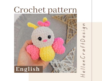 Crochet Butterfly keychain pattern, amigurumi pattern - English pdf
