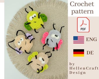 No-Sew Funny Bugs Crochet Pattern, Amigurumi Plush Bugs PDF, Easy Crochet Pattern, Cute Keychain, Bag Charm, Beginner Friendly