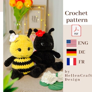 2 in 1: Bee and Ladybug Crochet Pattern – Amigurumi Plush Insect Pattern – PDF Crochet Tutorial