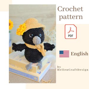 Crochet crow pattern pdf - Amigurumi raven crochet - English PDF download