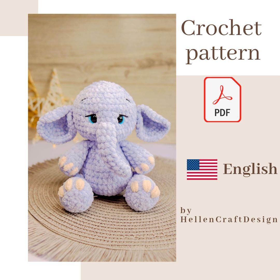 Elephant Crochet Pattern, Amigurumi Pattern - English Pdf Pattern - Etsy