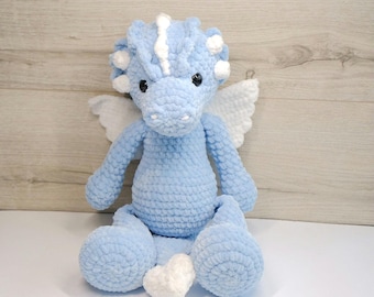 Pluszowy, jasnoniebieski smok, prezent urodzinowy dla dziecka