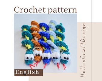 Snake keychain crochet pattern - English PDF pattern