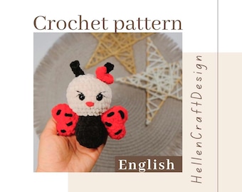 Crochet Ladybug keychain pattern, Amigurumi pattern - English Pdf