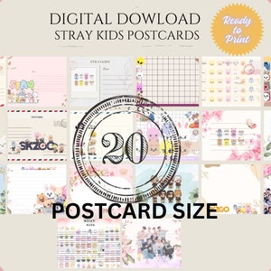 Cartão postal digital e imprimível com tema Stray Kids para crianças perdidas Merch Stray Kids para impressão skzoo kpop Cartão postal para crianças perdidas