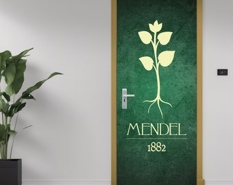 Gregor Mendel Geneticist, Science Classroom Door Sticker, Adhesive Door Graphic, Mural Art, Rustic Covering, Peel and Stick Art, Unique Door