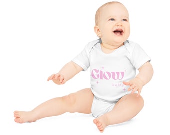 Roze bodysuit - babybody met korte mouwen van biologisch katoen - zacht, roze en glanzend babykledingstuk