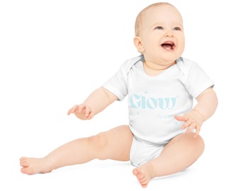 De blauwe bodysuit - Baby bodysuit met lange mouwen van biologisch katoen - Schattig pastelblauw, zoete gloed voor babyjongen