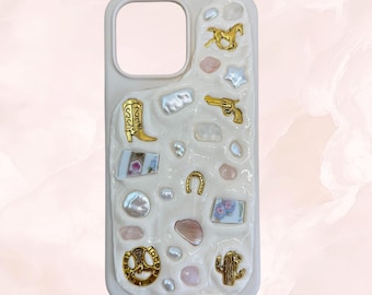 Mosaic Memor inspired Phone Case, Cowgirl's Dream Phone Case, Charms phone case, Decoden, Memory Phone Case, Cowgirl Phone Case