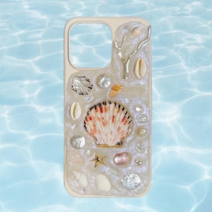 Seashell Mosaic Phone Case, Mother of Pearl Phone Case, Charms Phone Case, mosaic phone case, Seashells, Decoden, Iphone Case