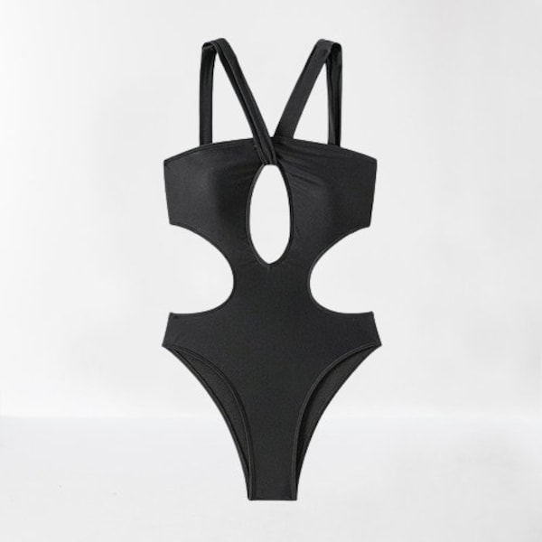 black cut out backless one piece swimsuit, cheeky bathing suit, one piece bathing suit, womens swimsuit, womens fashion, cutout bathing suit
