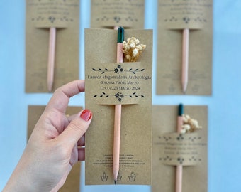 Personalization Seed Pencil, Personalization Kraft Paper, Eco Friendly Seed Pencil, Eco friendly dried flower, Packaging package