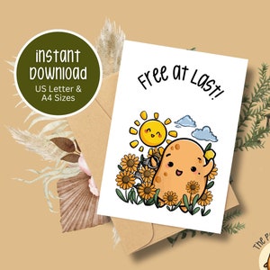 Tarjeta de divorcio mezquina / Celebración 'Libre al fin' / Saludo humorístico por la libertad / Tono saludable y mezquino / Descarga instantánea / The Petty Potato