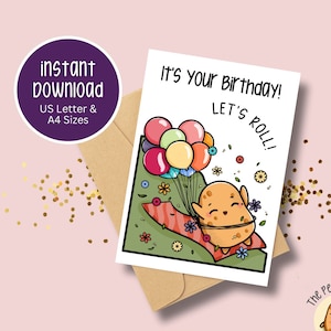 Tarjeta de cumpleaños divertida / Humor de papas 'Let's Roll' / Saludable y mezquino / Un año emocionante por delante / Descarga instantánea de saludo imprimible