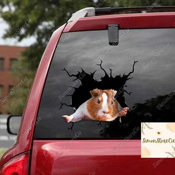 Guinea Pig Car Sticker, Funny Laptop Sticker, Animal Sticker For Car, Guinea Pig Car Decoration