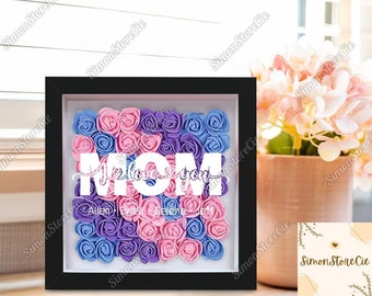 Mom Personalized Flower Frame Box, Mom Flower Box With Name, Rose Frame Box, Customized Flower Box For Mom, Birthday Gifts For Mom Grandma