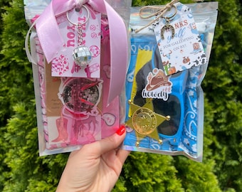 Disco Cowgirl Party Favors: Pink Bandana, Disco Ball Keychain & More