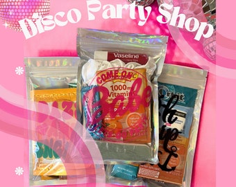 Hangover Survival Kit ~ Party Favor Bags, Bachelor/Bachelorette Party Gift,   Birthday, unfilled recovery hangover bags, 70s Retro Disco