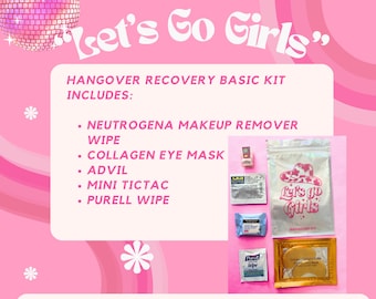 Hangover Recovery Kit, Basics Pre-Filled "Let’s Go Girls" Gift Bag - Wedding, Birthday, or Bachelorette Party Favors, other Disco Theme Kits
