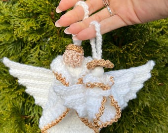 Handmade Crochet Angel Ornament — Delicate Cotton Christmas Ornament, Crocheted Angel Decoration, Religious / Holiday Keepsake